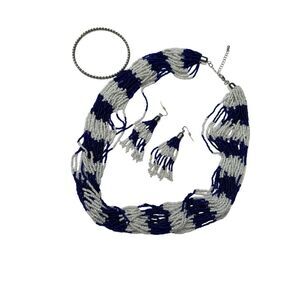Fashion Nautical Blue White Beaded Necklace, Earrings, Bracelet Set